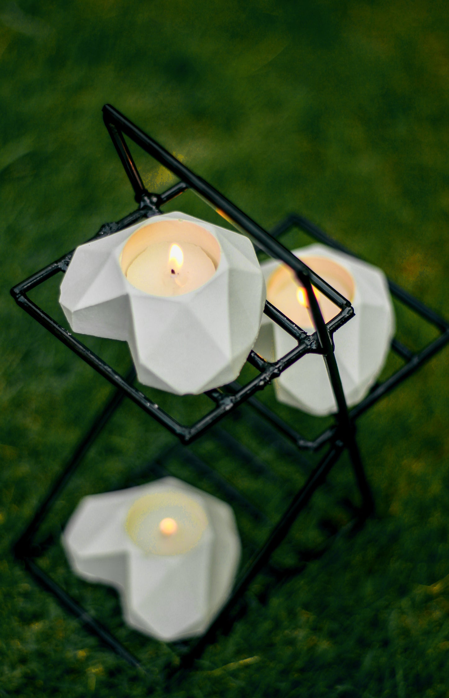 Heart Candles with Iron Stand